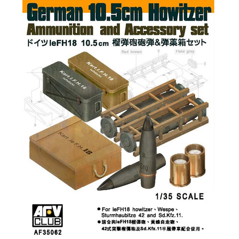 AFV CLUB 1/35 German 10.5cm Howitzer Ammo & Accessory Set