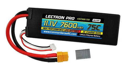 LECTRONPRO LIPO 11.1V 3S 7600mah 75C W/ XT60 & TRX