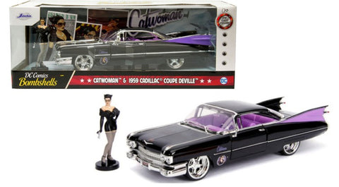 JADA 	1/24 DC Comics 1959 Cadillac Coupe DeVille Car w/Catwoman Figure