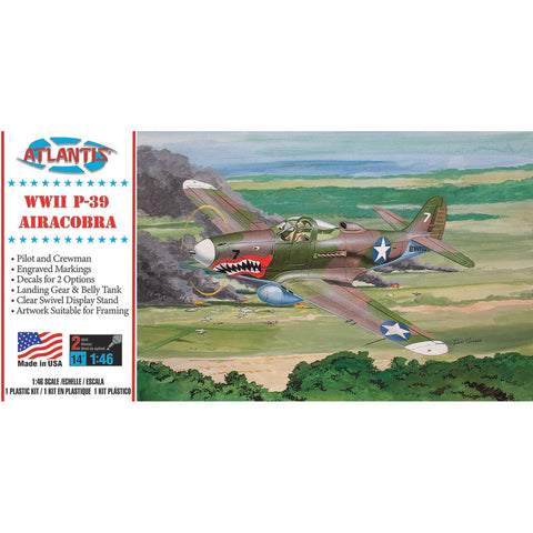 ATLANTIS 1/46 WWII P39 Airacobra Shark Mouth Fighter