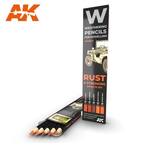 AKI Weathering Pencils: Rust & Streaking Effects Set (5 Colors)