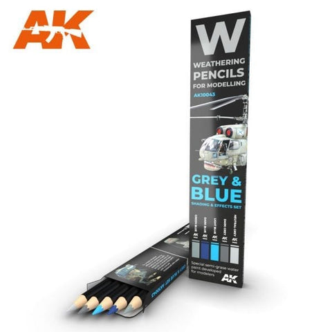 AKI Weathering Pencils: Grey & Blue Shading & Effects Set (5 Colors)