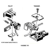 KADEE #781 G Scale Coupler Conversion - Centerset & Medium Offset Coupler with Pilot Pocket Gearbox & Truck Mount Gearbox (2/pk)