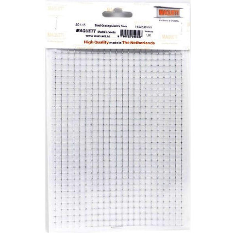 MAQUETT 5.7mm Square Mesh Galvanized Steel Grating Metal Sheet 7.9”x5.5”