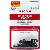 MICRO TRAINS N BX Express Trucks with med.(+) ext. couplers 1 pr (1144)