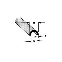 ABS 3/16x15" HALF RND ROD