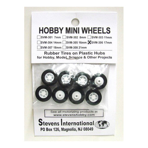 WHEELS WITH RUBBER TIRES 17MM