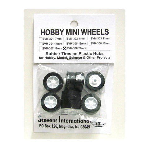 WHEELS WITH RUBBER TIRES 21MM