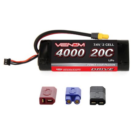 VENOM LIPO 7.4V 2S 4000mah 20C W/ UNI-2.0