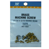 WALTHERS 2-56 Brass Round Head Machine Screws -- 3/16 x .086" .48 x .22cm pkg(16)