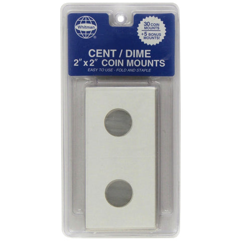 WHITMAN Cent & Dime 2"x2" Cardboard Coin Mount (35/pk)