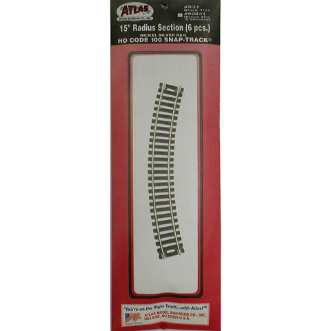 ATLAS HO Code 100 15" Radius Curve 6 pcs