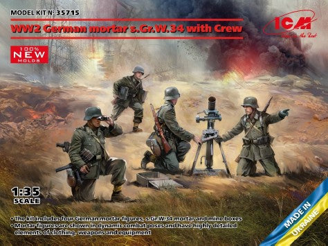 ICM 1/35 WWII German sGrW34 Mortar w/4 Crew