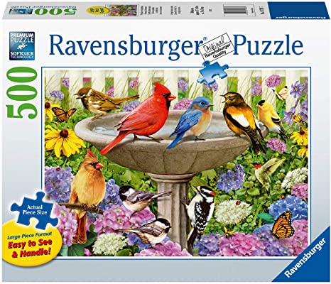 500-LARGE-PIECE At the Birdbath PUZZLE