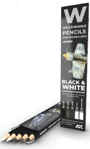 AKI Weathering Pencils: Black & White Shading & Effects Set
