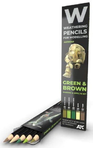 AKI Weathering Pencils: Green & Brown Shading & Effects Set