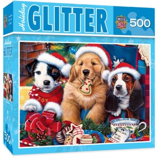 MASTER 500-PIECE Holiday: Sparkle Shine: Christmas Santa Paws Puppies Puzzle