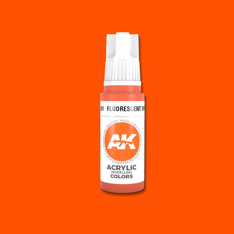 AKI Fluorescent Orange 3G Acrylic Paint 17ml Bottle