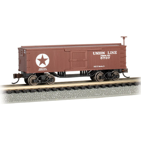 N OLD TIME BOXCAR UNION LINE