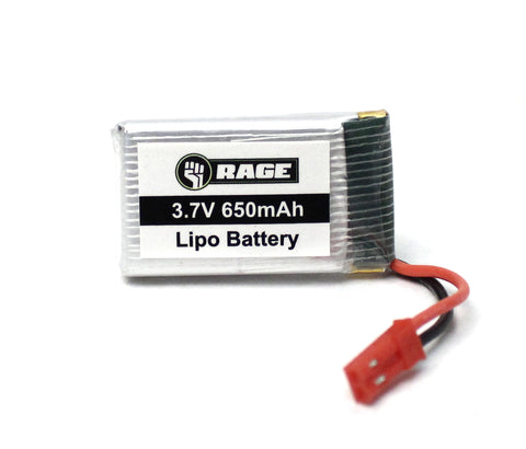 RAGE LIPO 3.7V 1S 650mah 1C W/ JST