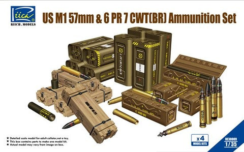 RIICH  1/35 US M1 57mm & 6 PR7 CWT(BR) Ammunition Set (4 Sets)