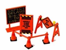 PHOENIX 1/24 Roadside Accessories: Warning Signs, Cones, Barrier Bars