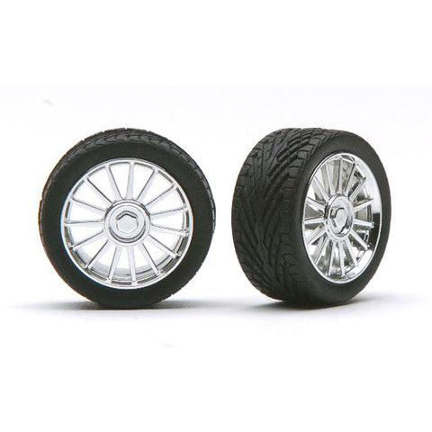 1/24-1/25 Spider Chrome Rims w/Tires (4)