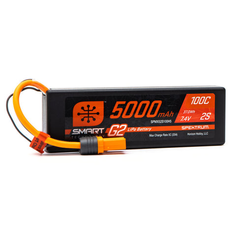 SPEKTRUM SMART-G2 LIPO 7.4V 2S 5000mah 100C W/ IC5