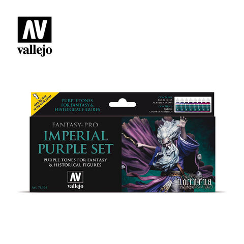 VALLEJO 17ml Bottle Imperial Purple Tones Fantasy-Pro Paint Set (8 Colors)