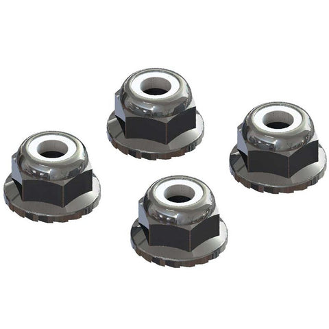 ARRMA FLANGED NYLOC LOCK NUT M4 SILVER (4pcs)