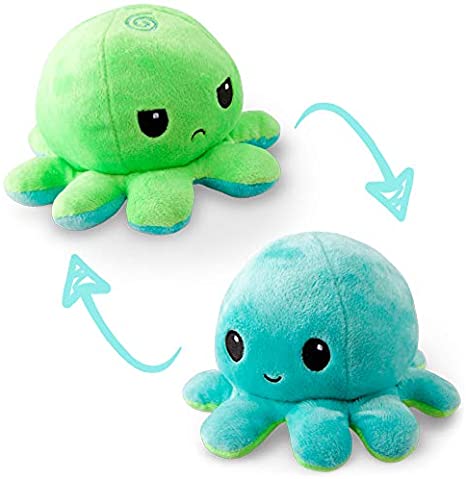 REVERSIBLE OCTOPUS PLUSHIE: GREEN AND AQUA