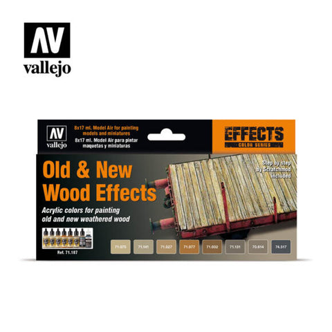 VALLEJO 	17ml Bottle Old & New Wood Effects Model Air Paint Set (8 Colors)