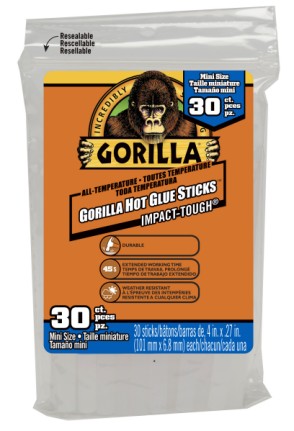 GORILLA 4" Mini All-Temperature Glue Sticks (30)