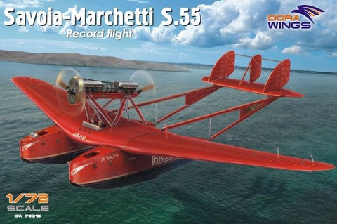 DORA WINGS 1/72 Savoia Marchetti S55 Record Flight Flying Boat Aircraft w/Resin Engine (9"L, 13" Wingspan)
