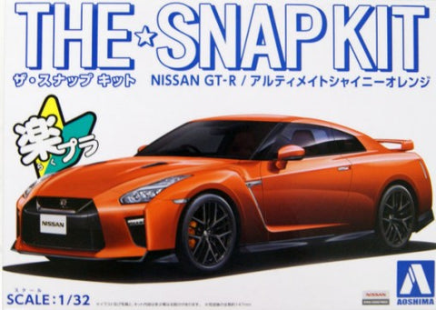 AOSHIMA 1/32 Nissan GT-R 2-Door Car (Snap Molded in Bright Orange & Black)