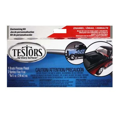 TESTORS Model Car Customizing Enamel Paint Set (6 Colors & Thinner)