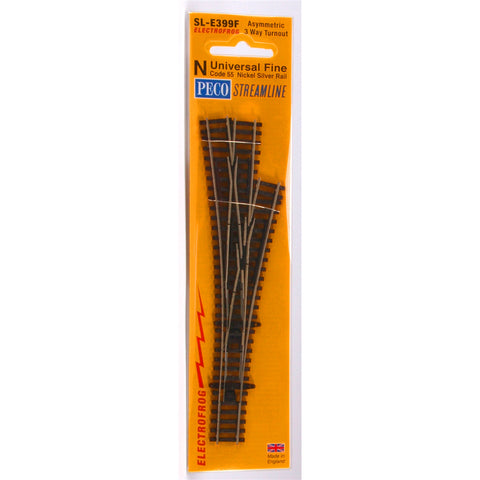 PECO N Code 55 Turnout, Medium Radius - 3 Way (Electrofrog)