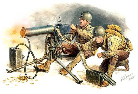 MASTERBOX  1/35 WWII US Machine Gunners (2) w/Browning M1917A1 MG