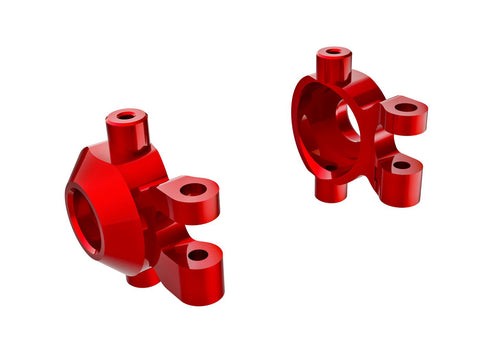 TRAXXAS TRX-4M Steering blocks, 6061-T6 aluminum (red-anodized) (left & right)