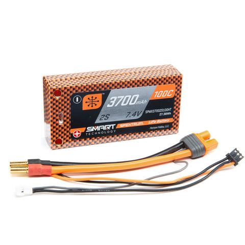 SPEKTRUM SMART LIPO 7.4V 2S 3700mah 100C W/ 5MM & IC3