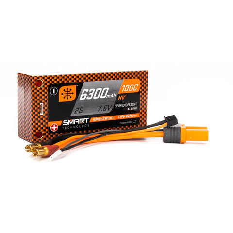 SPEKTRUM SMART LIHV 7.6V 2S 6300mah 100C W/ 5MM & IC5