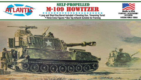 ATLANTIS 1/48 M-109 Howitzer Tank Plastic Model Kit, Skill Level 2