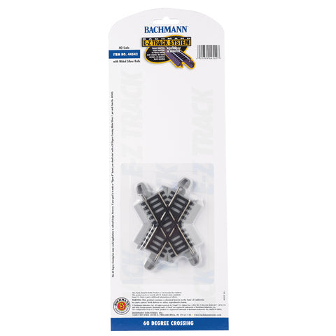 BACHMANN HO Crossing w/Nickel Silver Rail & Gray Roadbed - E-Z Track(R) -- 60-Degree