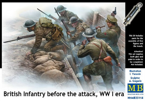 MASTERBOX 1/35 British Infantry Before the Attack WWI Era (5 & Trench)