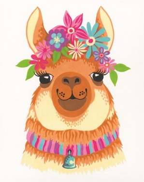 DIMENSIONS  Flowery Llama Paint by Number (8"x10")