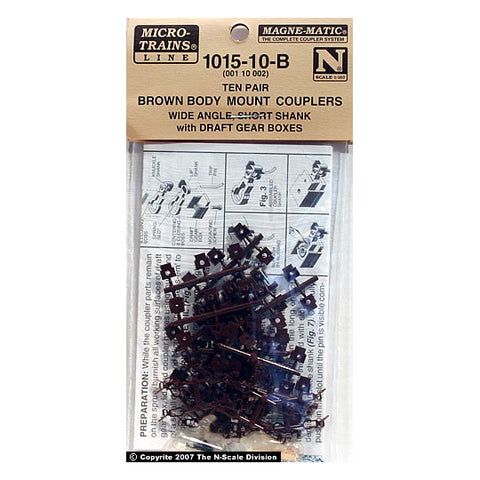 MICRO TRAINS N BROWN Universal BMC Short Shank Unassembled 10pr (1015-10B)