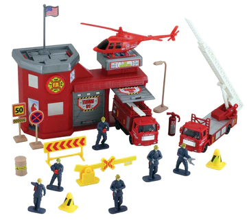 WOW TOYZ Deluxe Fire Station 20-Piece Playset