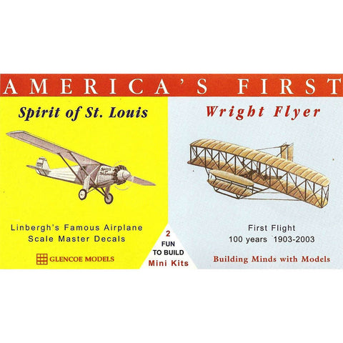 GLENCOE America's First: 1/110 Spirit of St. Louis Aircraft & 1/100 Wright Flyer BiPlane