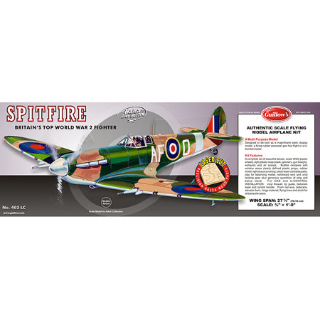 GUILLOWS 27-5/8" Wingspan Supermarine Spitfire Laser Cut Kit