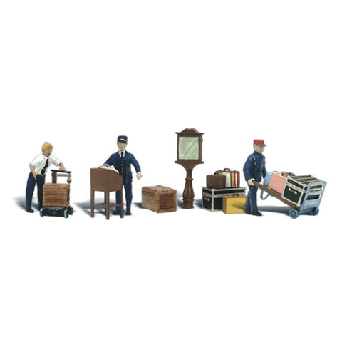 WOODLAND SCENICS O Figures: Depot Workers & Accessories
